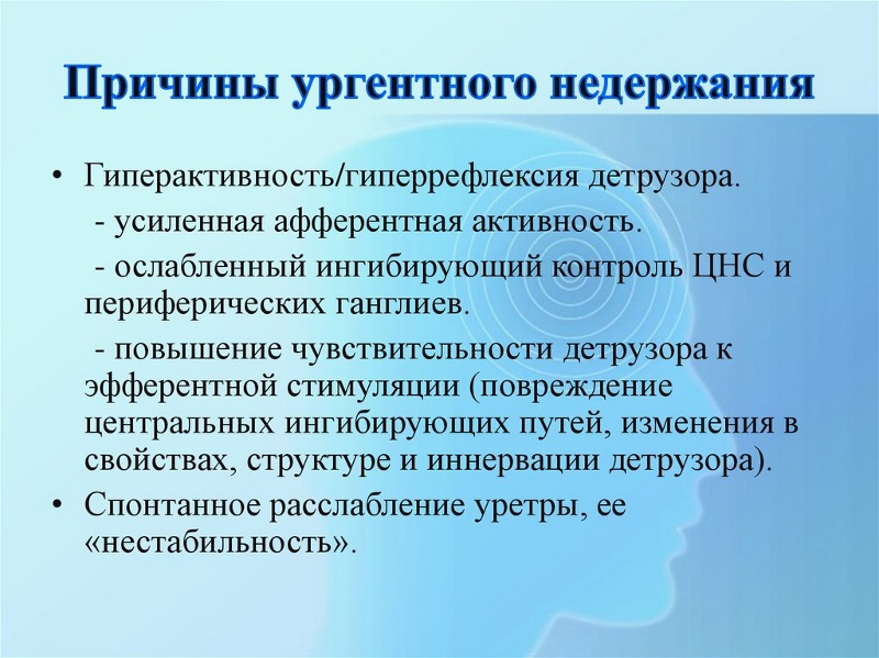 Причины ургентного недержания Причины ургентного недержания
