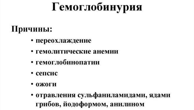 Причины возникновения заболевания Гемоглобинурия Причины возникновения